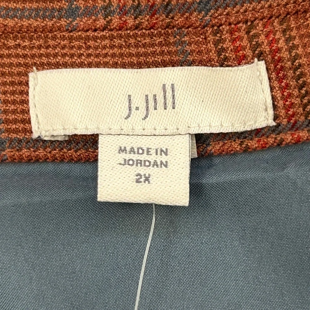 J.Jill Plaid Blazer Women's 2X Auburn Stretch Single Button Plaid Jacket NWT